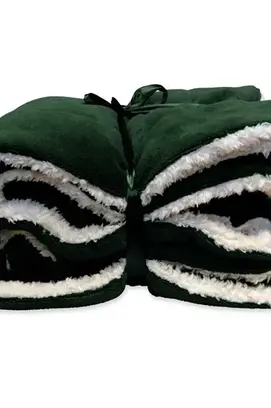 Unique Living Lars coral fleece/suede plaid 150x200cm dark green