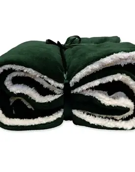 Unique Living Lars coral fleece/suede plaid 150x200cm dark green