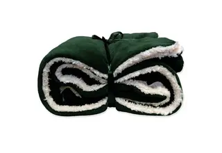Unique Living Lars coral fleece/suede plaid 150x200cm dark green