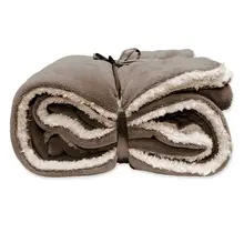 Unique Living Lars coral fleece/suede plaid 150x200cm taupe