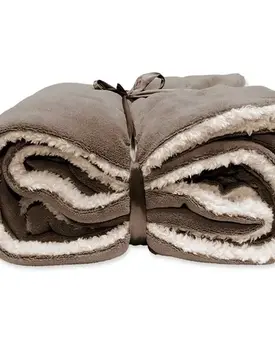 Unique Living Lars coral fleece/suede plaid 150x200cm taupe