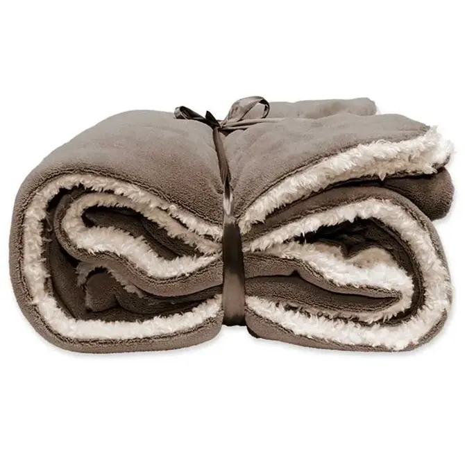 Unique Living Lars coral fleece/suede plaid 150x200cm taupe