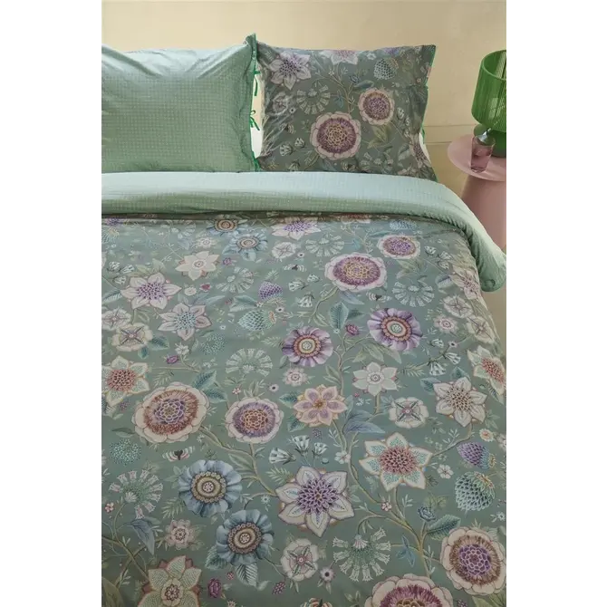 Pip Studio Dekbedovertrek Viva Las Flores Green 240x200/220 cm Pip Studio Dekbedovertrek Viva Las Flores Green 240x200/220 cm