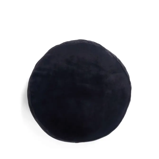 Essenza Mads Coussin en fourrure bleu nuit 45 cm rond