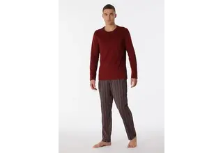 Schiesser Pyjama Long terracotta brown 180273 52/L