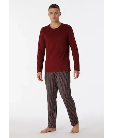 Schiesser Pyjama Long terracotta brown 180273 52/L