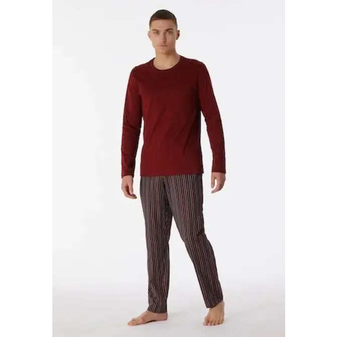 Schiesser Pyjama Long terracotta brown 180273 52/L