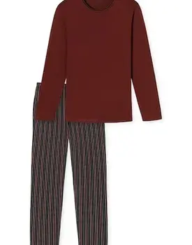 Schiesser Pyjama Long terracotta brown 180273 52/L