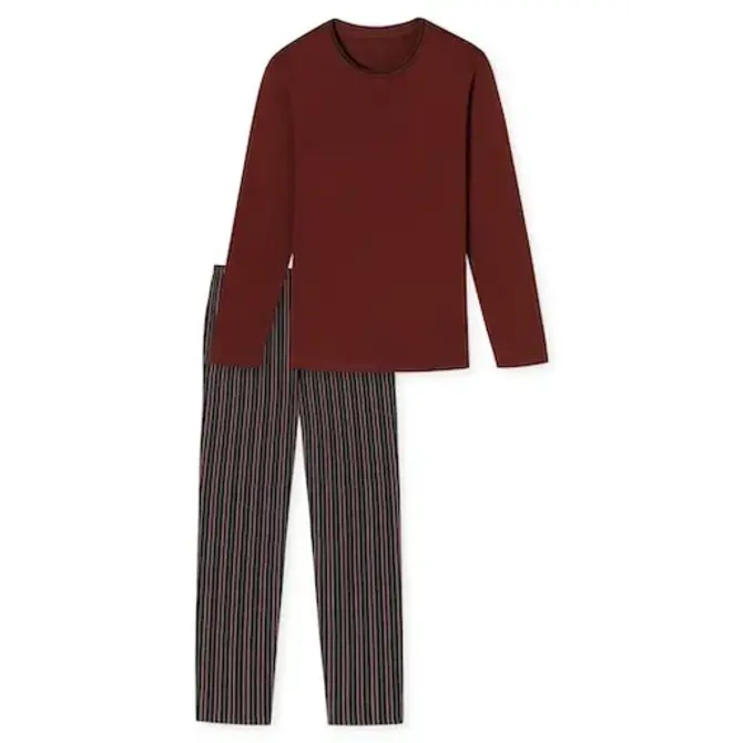 Schiesser Pyjama long terre cuite marron 180273 52/L