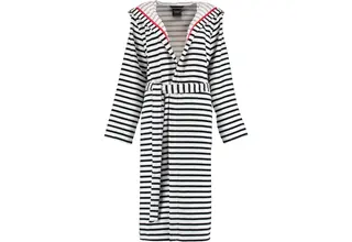 Cawö Dames Badjas met Capuchon 1243 Schwarz-weiss  42