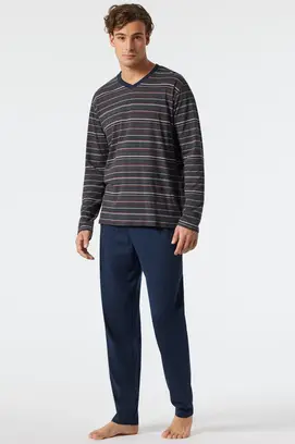 Schiesser Pyjama Long dark grey mel. 178103 56/XXL