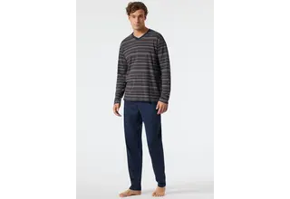 Schiesser Pyjama Long dark grey mel. 178103 56/XXL
