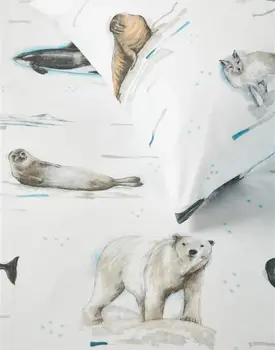 Beddinghouse Kids Polar Animals Dekbedovertrek - Grijs 120 x 150