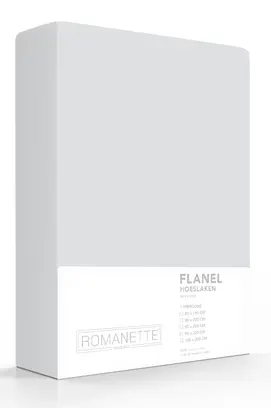 Romanette flanel hoeslaken  Zilver 180x200