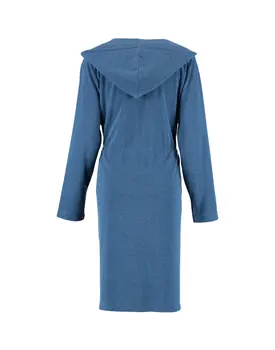 Cawö Dames Badjas met Capuchon, band en rits 821 - Blau-beere  XL