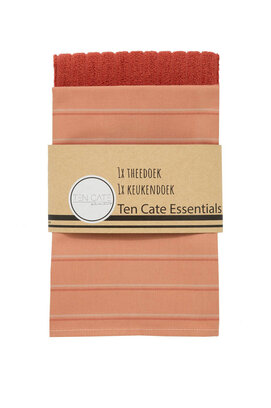 Ten Cate Essentials Ensemble de cuisine rayé brique