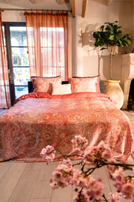 Kayori Luay Housse de Couette Satin Égyptien 240x200/220 Pêche