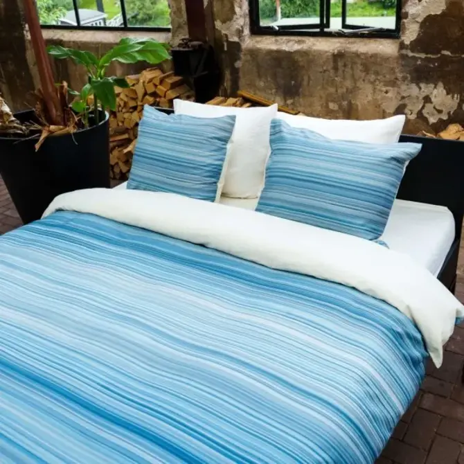 Kayori Goko Housse de Couette Satin de Coton 200/200-220 Bleu