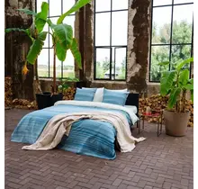 Kayori Goko Housse de Couette Satin de Coton 140/200-220 Bleu