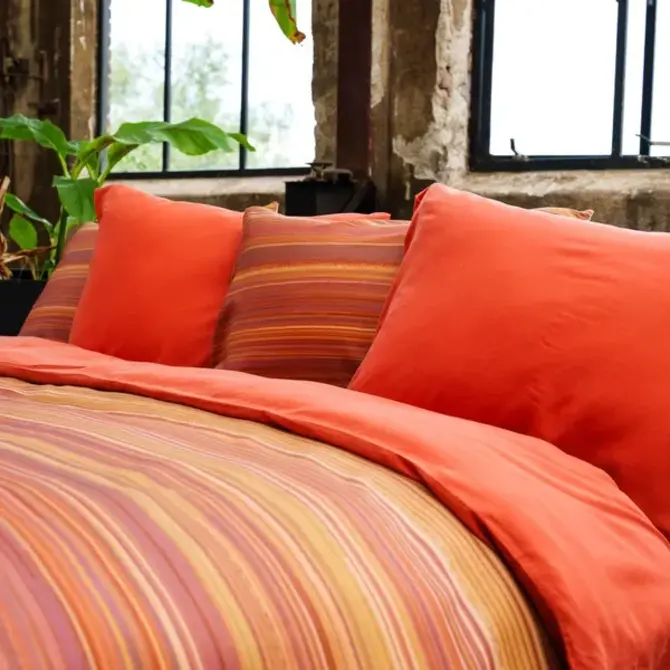 Kayori Goko Housse de Couette Satin de Coton 200/200-220 Rouge