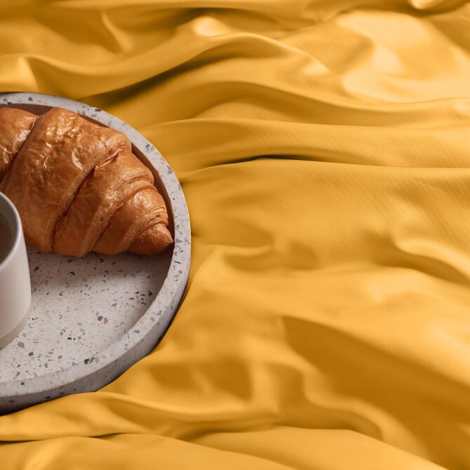 Dommelin Laken Uni Satijn 300TC 546 Okergeel 270x300 cm