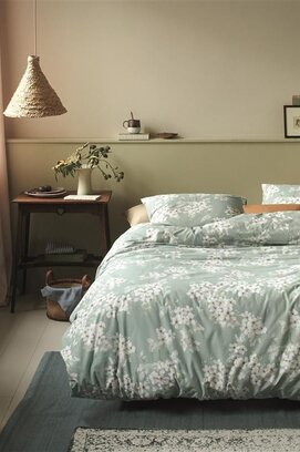 Ariadne at Home Housse de Couette Blooming Flowers Bleu Vert 200x200/220