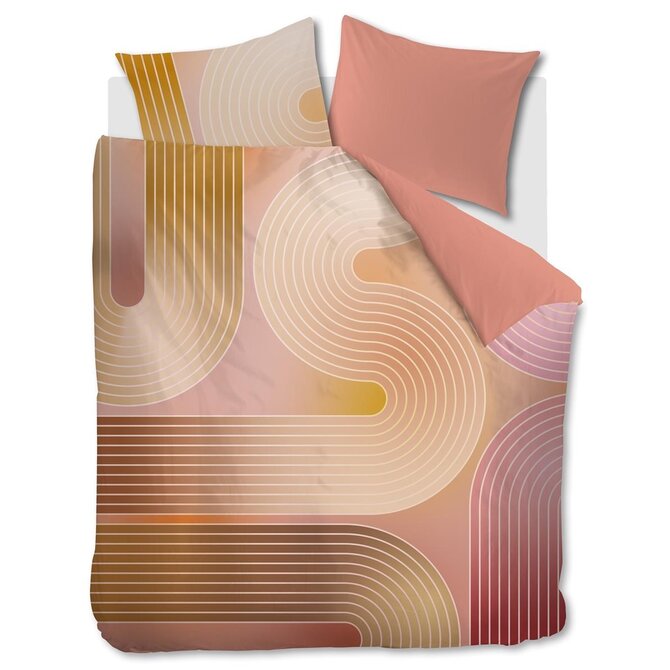 Beddinghouse Dutch Design Dekbedovertrek Curves Koraal 200x200/220 Beddinghouse Dutch Design Dekbedovertrek Curves Koraal 200x200/220