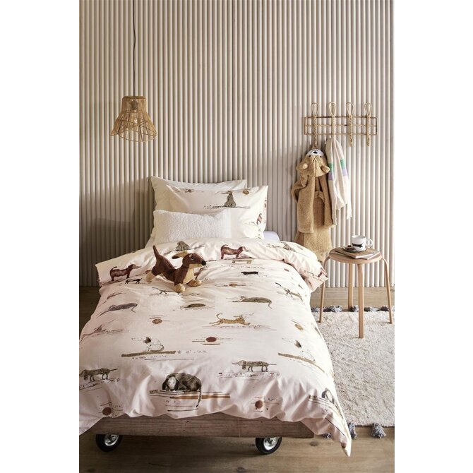 Beddinghouse x Hanneke de Jager Kinderdekbedovertrek Hot Dogs Roze 120x150