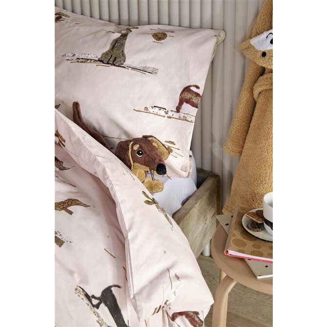 Beddinghouse x Hanneke de Jager Kinderdekbedovertrek Hot Dogs Roze 120x150