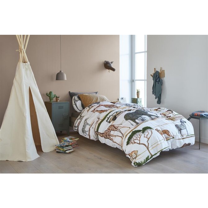 Beddinghouse x Hanneke de Jager Kinderdekbedovertrek Jeep Safari Naturel 140x200