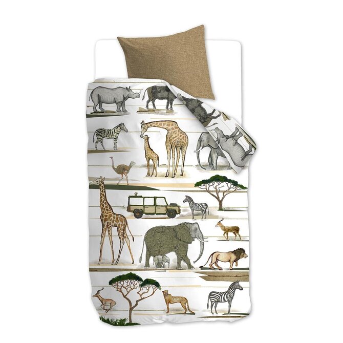Beddinghouse x Hanneke de Jager Kinderdekbedovertrek Jeep Safari Naturel 140x200