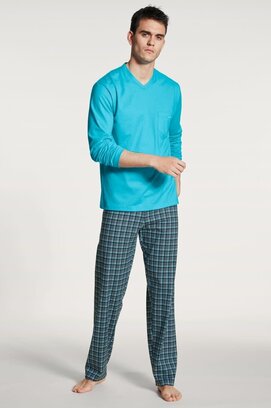 Calida Pyjama Homme long 40667 Button Blue XL
