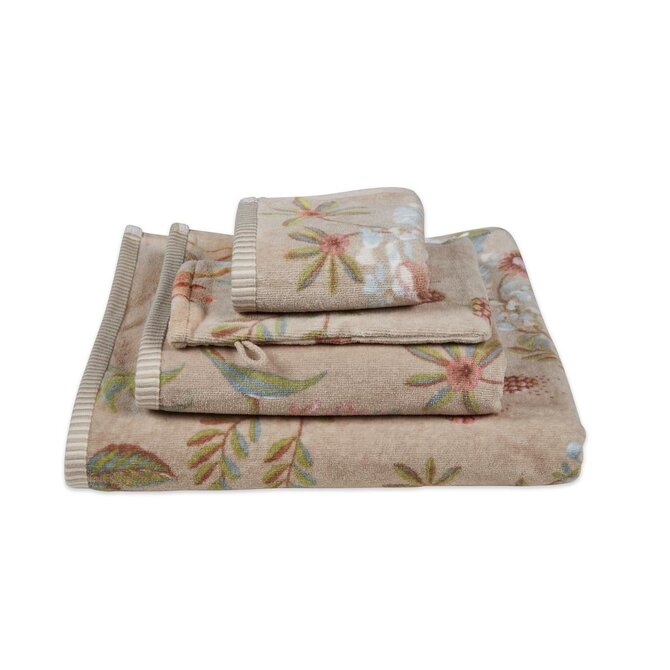 Pip Studio Secret Garden douchelaken Khaki 70x140 cm