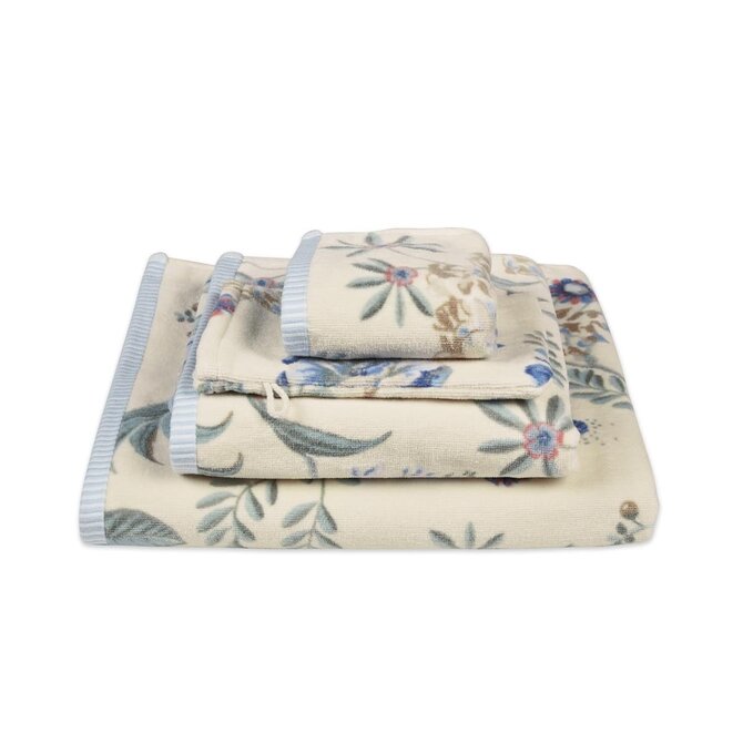 Pip Studio Secret Garden handdoek WitBlauw 55x100 cm