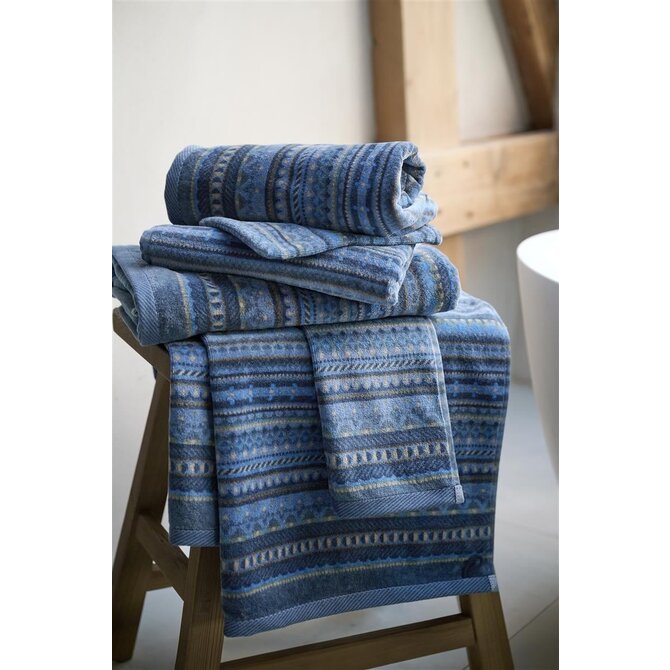 Pip Studio Serviette d'invité à motif géométrique Bleu foncé 30x50 cm