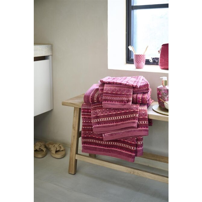Serviette Pip Studio à motif géométrique Rose foncé 55x100 cm