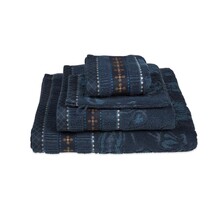 Pip Studio Jasmin Jacquard handdoek Donkerblauw 55x100 cm