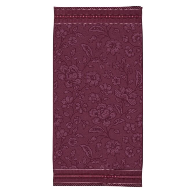 Pip Studio Jasmin Jacquard douchelaken Donkerroze 70x140 cm