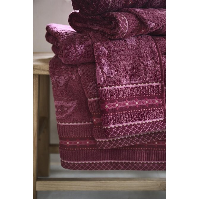 Pip Studio Jasmin Jacquard serviette invité Rose foncé 30x50 cm Pip Studio Jasmin Jacquard serviette invité Rose foncé 30x50 cm