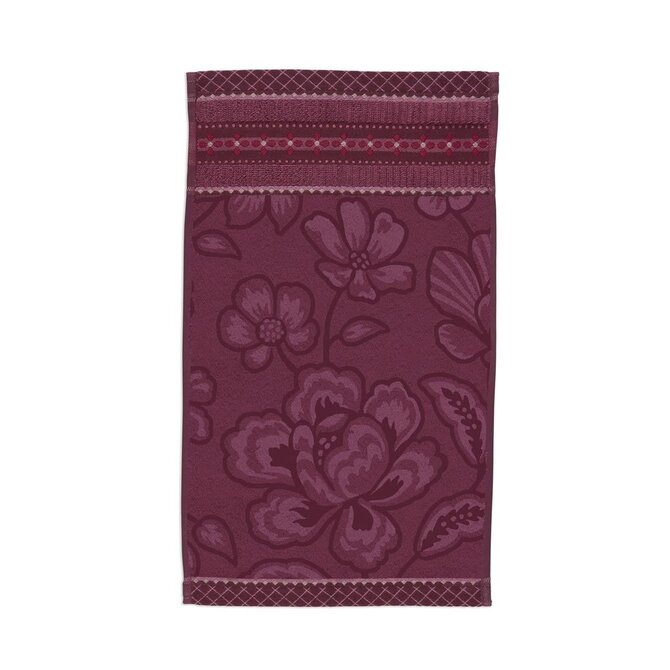 Pip Studio Jasmin Jacquard serviette invité Rose foncé 30x50 cm Pip Studio Jasmin Jacquard serviette invité Rose foncé 30x50 cm