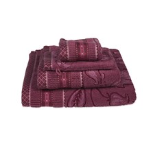 Pip Studio Jasmin Jacquard handdoek Donkerroze 55x100 cm