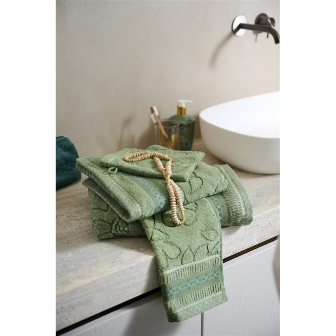 Pip Studio Jasmin Jacquard douchelaken Groen 70x140 cm