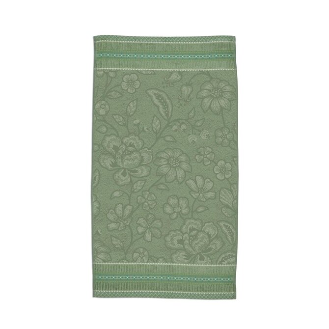 Pip Studio Jasmin Jacquard handdoek Groen 55x100 cm