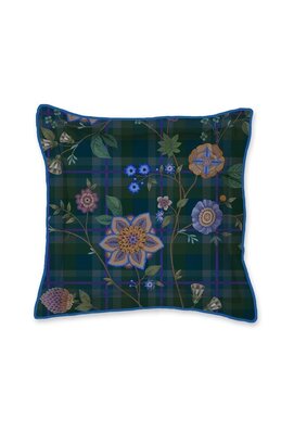 Pip Studio Flores Felices sierkussen Donkerblauw 35x60 cm