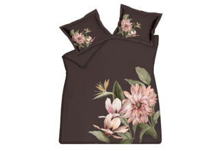 Vandyck Paradise Bloom Taie d'oreiller (60x70) chocolat noir