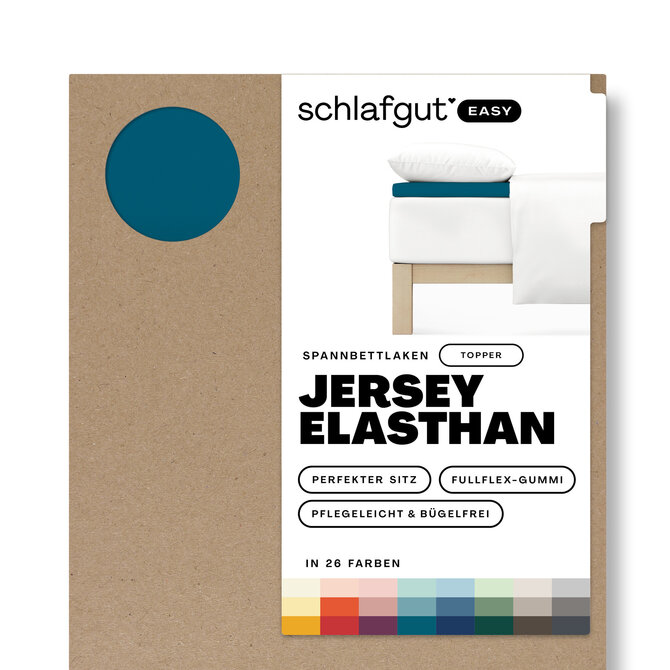 Schlafgut EASY Jersey Elasthan Topper Hoeslaken M - 120x200 - 130x220 530 Petrol Deep Schlafgut EASY Jersey Elasthan Topper Hoeslaken M - 120x200 - 130x220 530 Petrol Deep