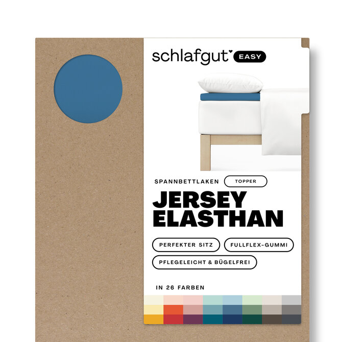 Schlafgut EASY Jersey Elasthan Topper Hoeslaken S - 90x190 - 100x220 615 Blue Mid Schlafgut EASY Jersey Elasthan Topper Hoeslaken S - 90x190 - 100x220 615 Blue Mid