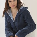Cawö Cawo Femmes Home Peignoir avec Capuche Uni 44/46 mer