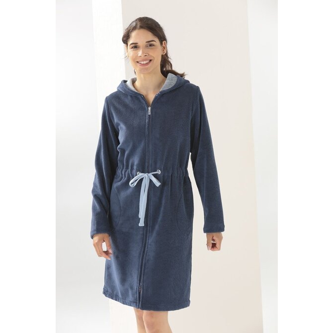Cawo Femmes Home Peignoir avec Capuche et Fermeture Éclair Uni 36/38 mer Cawo Femmes Home Peignoir avec Capuche et Fermeture Éclair Uni 36/38 mer