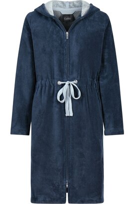 Cawo Dames Home Peignoir avec Capuche et Fermeture Éclair Uni 822 40/42 mer